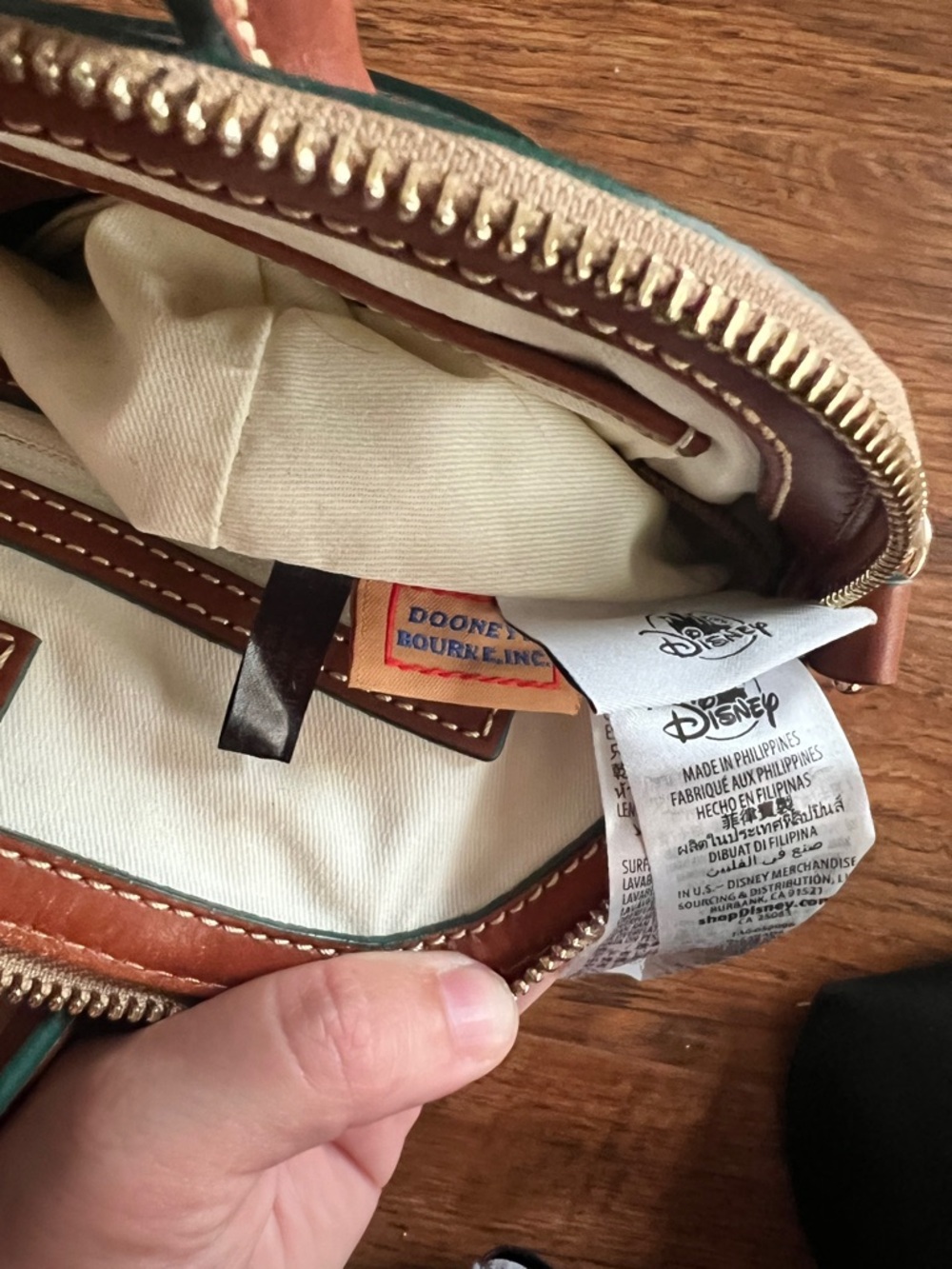 Dooney & Bourke Cream Horse & Pegasus Print Satchel with Tan Trim - Picture 6 of 7